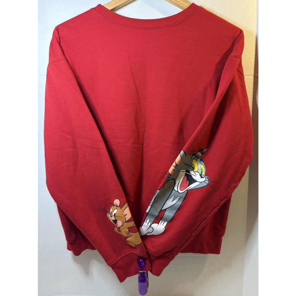 Tom & Jerry SWEATER Size XL Womens Medium Red Graphic Print Long Sleeve Cartoon - Picture 3 of 7